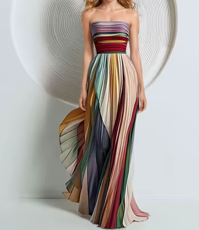 Robe longue imprimée dos nu
